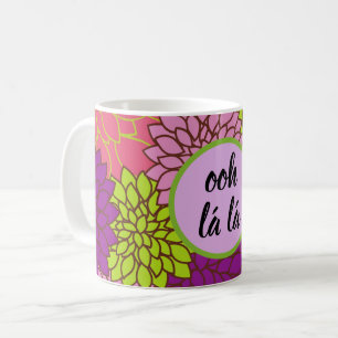 Caneca De Café Bold Floral Ooh la/ Monograma Rosa Púrpura Verde