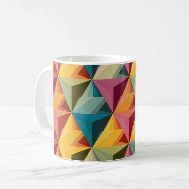 Caneca De Café Bold Geometric Triangle Pattern  (Frente Esquerda)