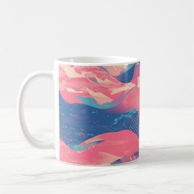 Caneca De Café 🎨 Bold Pink & Blue Abstract Pattern - Dynamic & F (Esquerda)