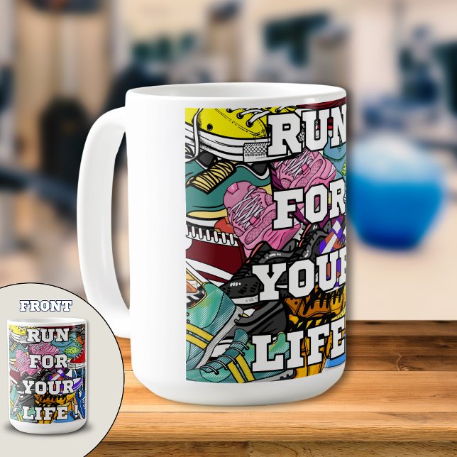 Caneca De Café Bold Pop Art Runner Jogger (Criador carregado)
