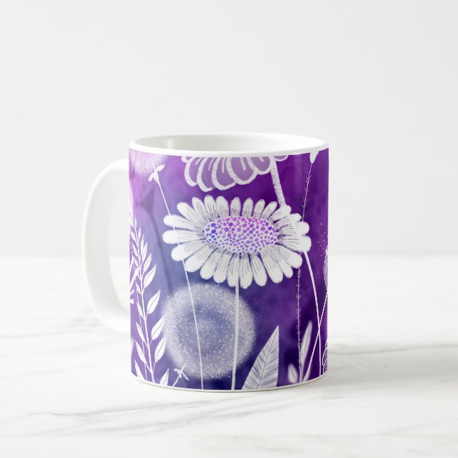 Caneca De Café Bold Purple and Violet Wild Flower Art (Frente Esquerda)