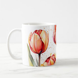 Caneca De Café Bold Tulip Blooms Colorida Moderna