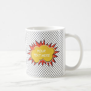 Caneca De Café Bolha de Texto Personalizada de Explosão de Livro