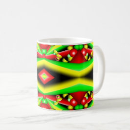 Caneca De Café Bolhas Amarelas Vermelhas Verdes E Abstrato de Art