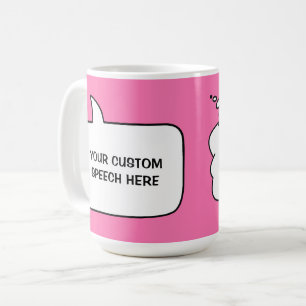 Caneca De Café Bolhas de Fala com Texto e Cor Personalizados