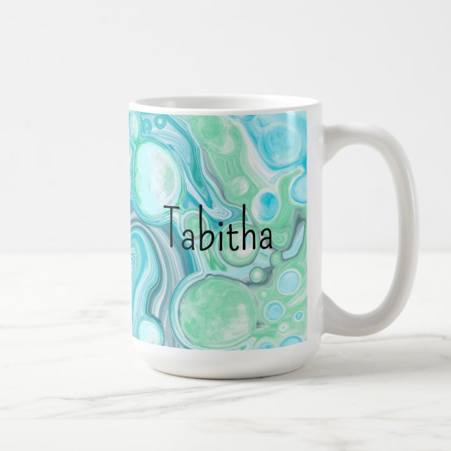 Caneca De Café Bolhas de Ondas do Mar Turquesa Personalizadas Azu (Direita)