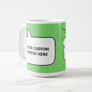 Caneca De Café Bolhas de Voz de Texto e Cores Personalizadas