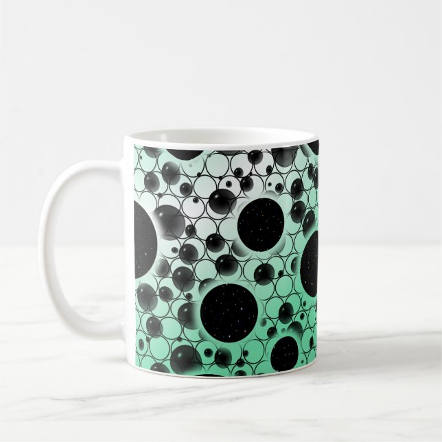Caneca De Café Bolhas Espaciais com Pontos - Branco/Menta (Esquerda)