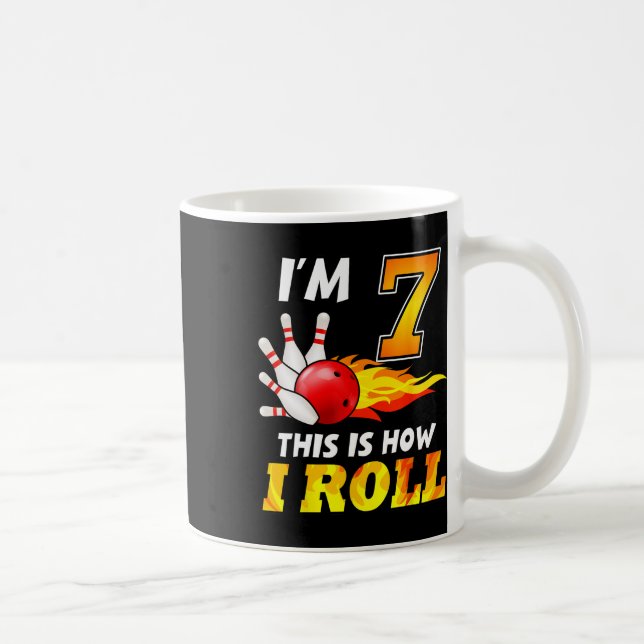 Caneca De Café Boliche De Aniversário De 7 É Assim Que Eu Rolo 7  (Direita)