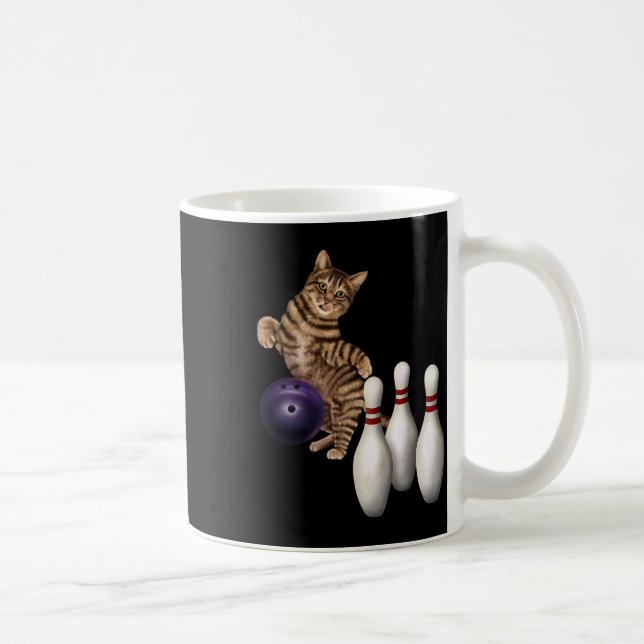 Caneca De Café Boliche Engraçada De Gato (Direita)
