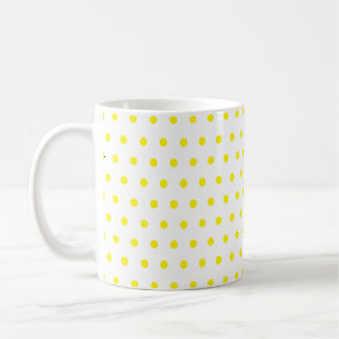 Caneca De Café Bolinhas Amarelas Clássicas Brilhantes em Branco
