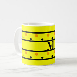 Caneca De Café Bolinhas Amarelas do Monograma
