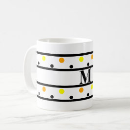Caneca De Café Bolinhas Amarelas do Monograma