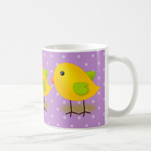 Caneca De Café Bolinhas amarelas pequenas do roxo do pintinho