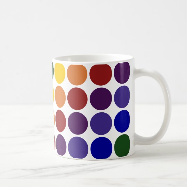 Caneca De Café Bolinhas arco-íris em branco (Direita)
