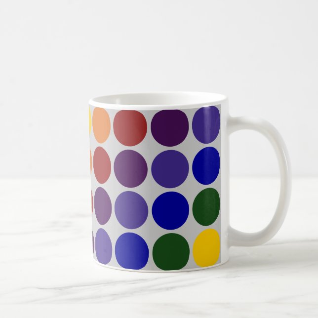 Caneca De Café Bolinhas arco-íris em Cinzas (Direita)