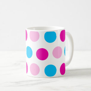 Caneca De Café Bolinhas azuis cor-de-rosa Pastel
