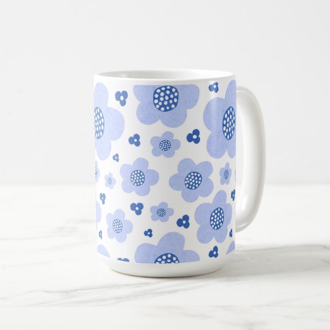 Caneca De Café Bolinhas azul (Frente Esquerda)