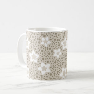 Caneca De Café Bolinhas bege com estrelas e flores