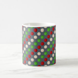 Caneca De Café Bolinhas branca verde vermelha