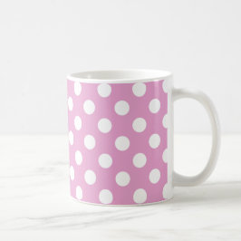 Caneca De Café Bolinhas brancas a rosa pálido