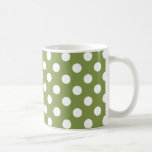 Caneca De Café Bolinhas brancas de verde-oliva<br><div class="desc">Bolinhas brancas de verde-oliva</div>