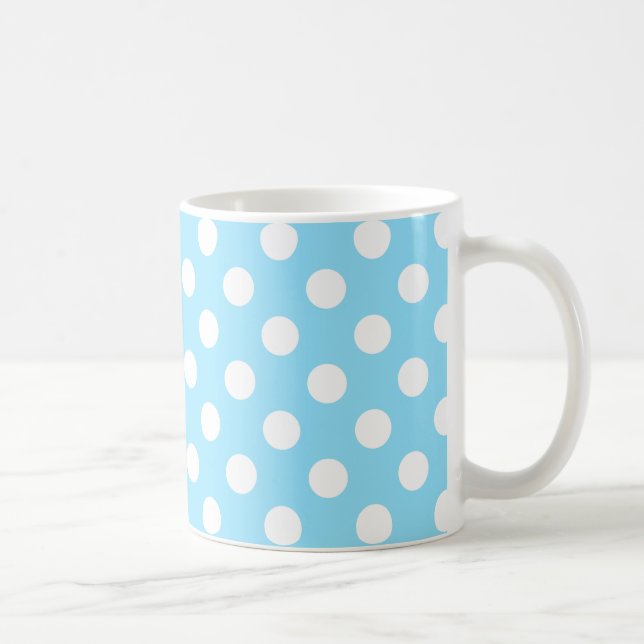 Caneca De Café Bolinhas brancas em azul pálido (Direita)