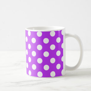 Caneca De Café bolinhas brancas em roxo brilhante