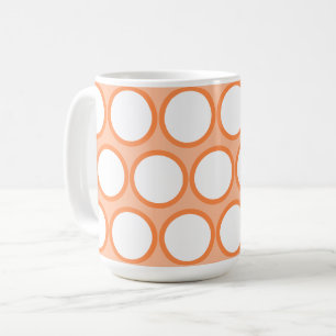 Caneca De Café Bolinhas brancas laranja retrorminimalistas