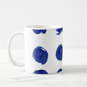 Caneca De Café Bolinhas, cor d'água azul indigo.