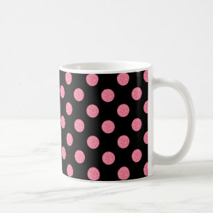 Caneca De Café Bolinhas cor-de-rosa de Swirly no fundo preto