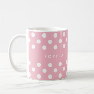 Caneca De Café Bolinhas cor-de-rosa personalizadas