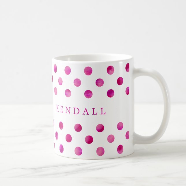 Caneca De Café Bolinhas de Aquarela Rosa Personalizadas (Direita)
