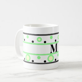 Caneca De Café Bolinhas de Creme Verde Monograma