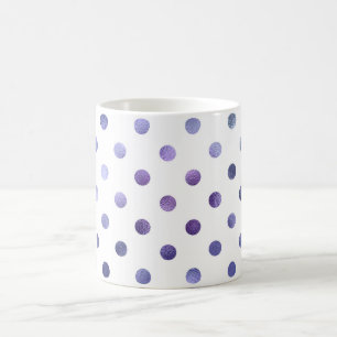 Caneca De Café Bolinhas de Folhas de Azul, Violeta-Roxo, Metálic