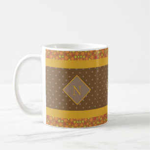Caneca De Café Bolinhas de Monograma de Folha Moderna