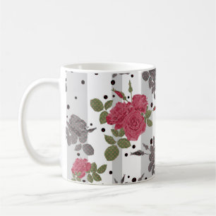 Caneca De Café bolinhas de padrões simples do Retro Vintage rosa