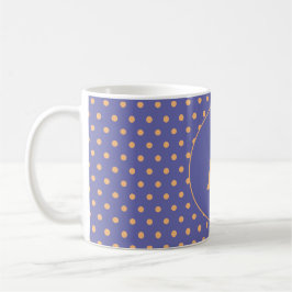 Caneca De Café Bolinhas de Peach Periwinkle do Monograma Moderno