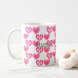 Caneca De Café Bolinhas E Corações