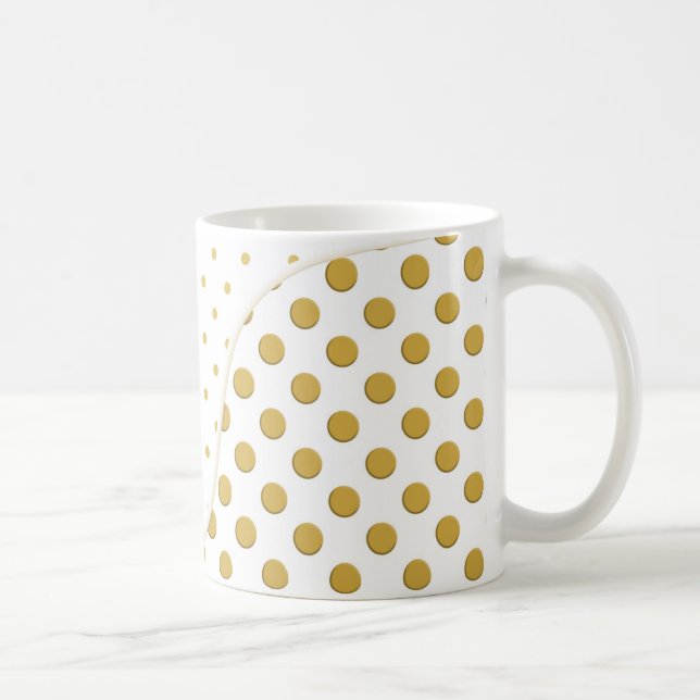 Caneca De Café Bolinhas em Dourado e Branco (Direita)