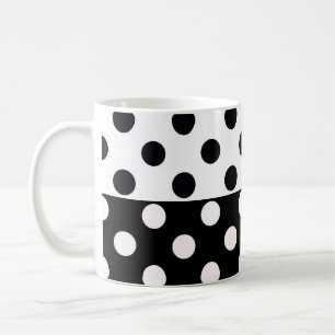 Caneca De Café Bolinhas Inversas Pretas de Separar Cor Branca