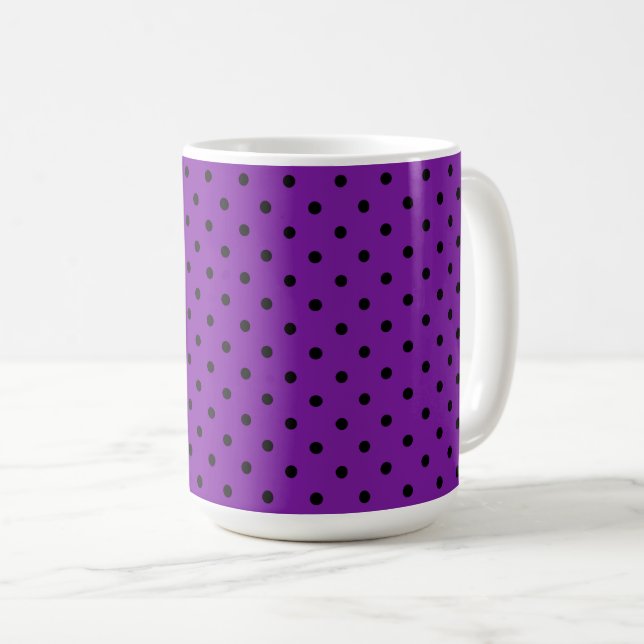 Caneca De Café Bolinhas negras em roxo violeta (Frente Esquerda)