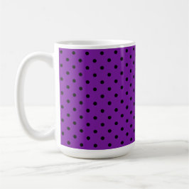 Caneca De Café Bolinhas negras em roxo violeta