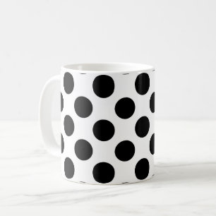 Caneca De Café Bolinhas, padrão de Bolinhas, preto e branco