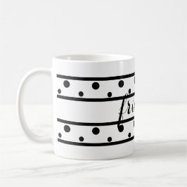 Caneca De Café Bolinhas Pretas Amigos Branco
