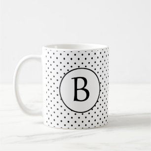 Caneca De Café Bolinhas pretas e brancas com monograma