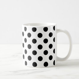 Caneca De Café Bolinhas pretas em branco