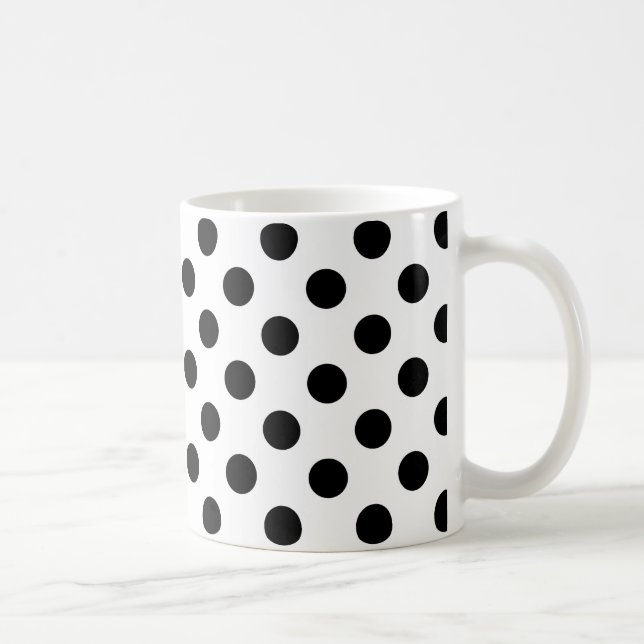 Caneca De Café Bolinhas pretas em branco (Direita)