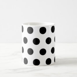 Caneca De Café Bolinhas Pretas Em Fundo Branco