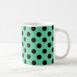 Caneca De Café Bolinhas pretas em verde-menta<br><div class="desc">Bolinhas pretas em verde-menta</div>